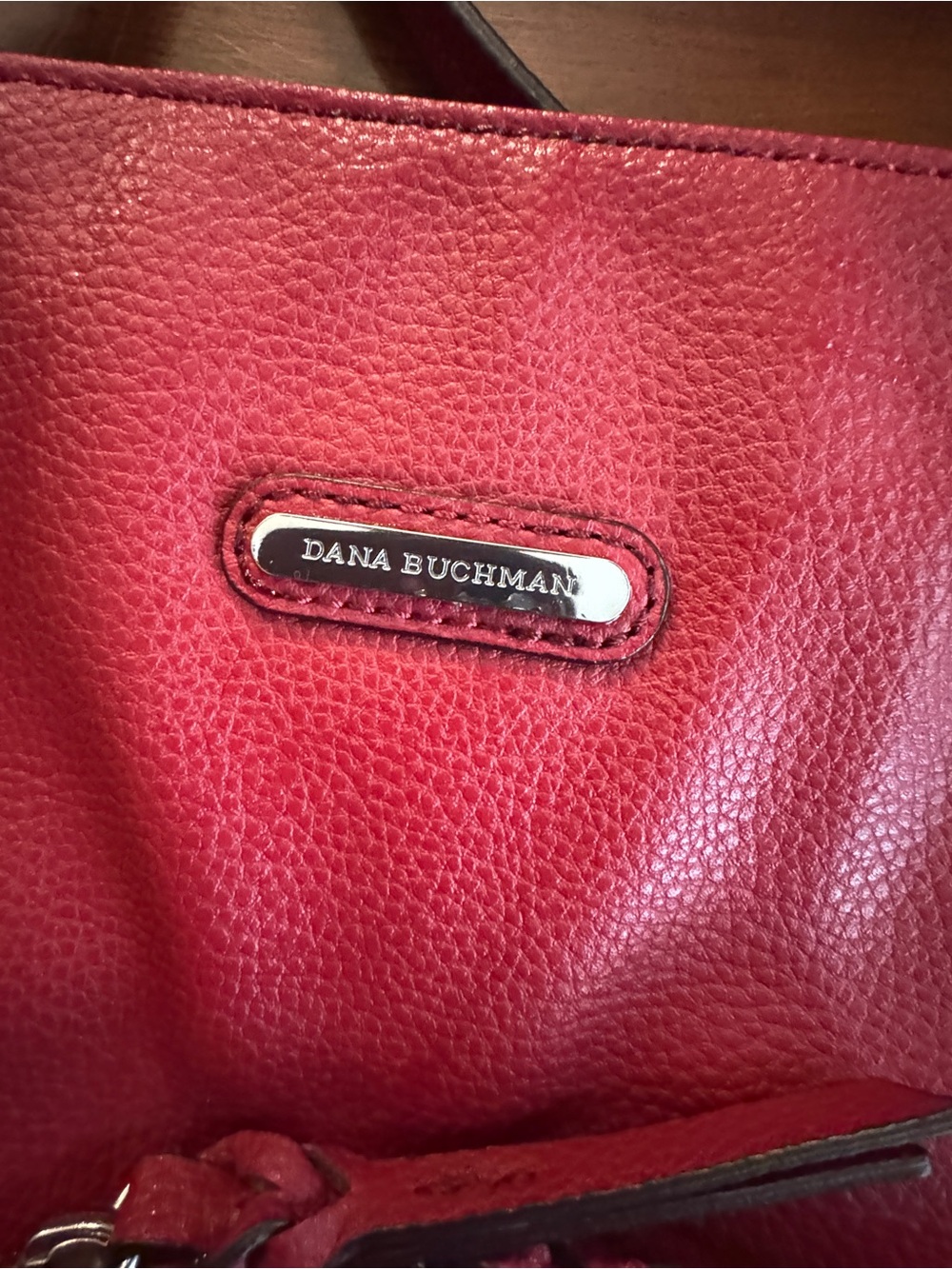 Dana Buchman Y2K Red Pebbled Tote Bag Large Zip Work Satchel Crossbody - Picture 5 of 11